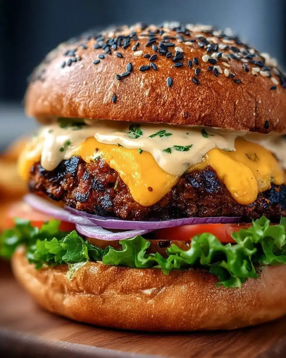 Delicious homemade Black Bean Burger on a plate with fresh toppings