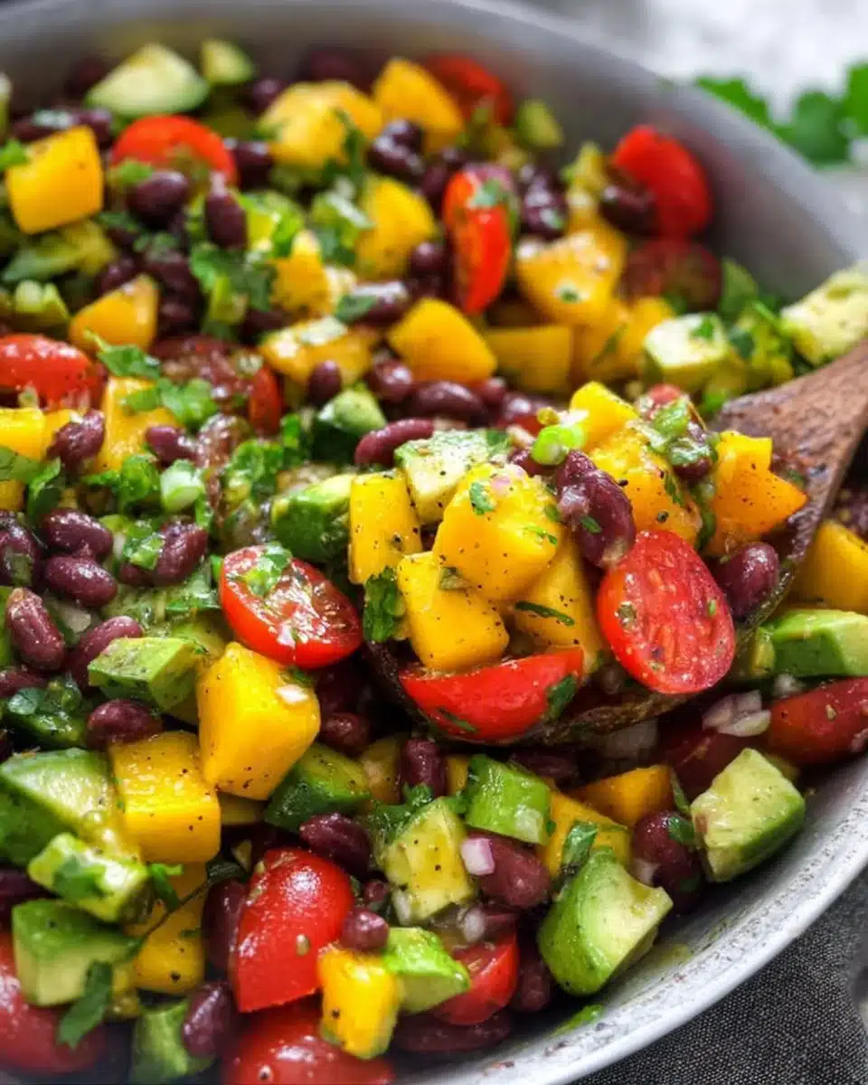 Black Bean Salad with mango and avocado for a healthy meal option.