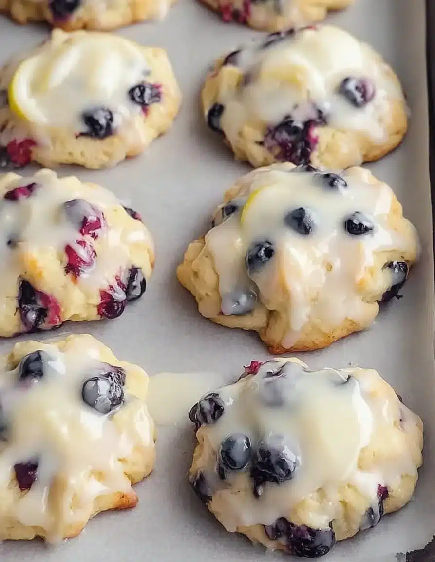 Healthy Blueberry Cookies with Lemon Glaze