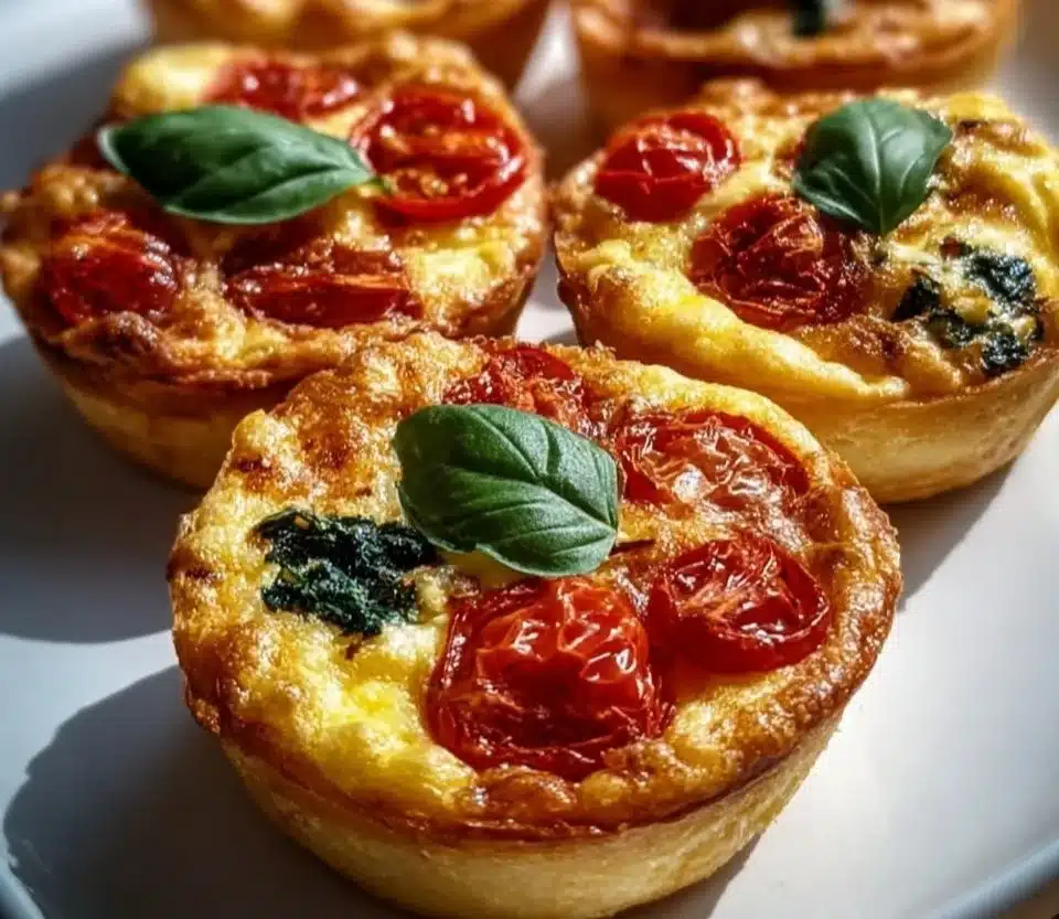 Caprese Mini Quiches: Tomato, Mozzarella & Fresh Basil