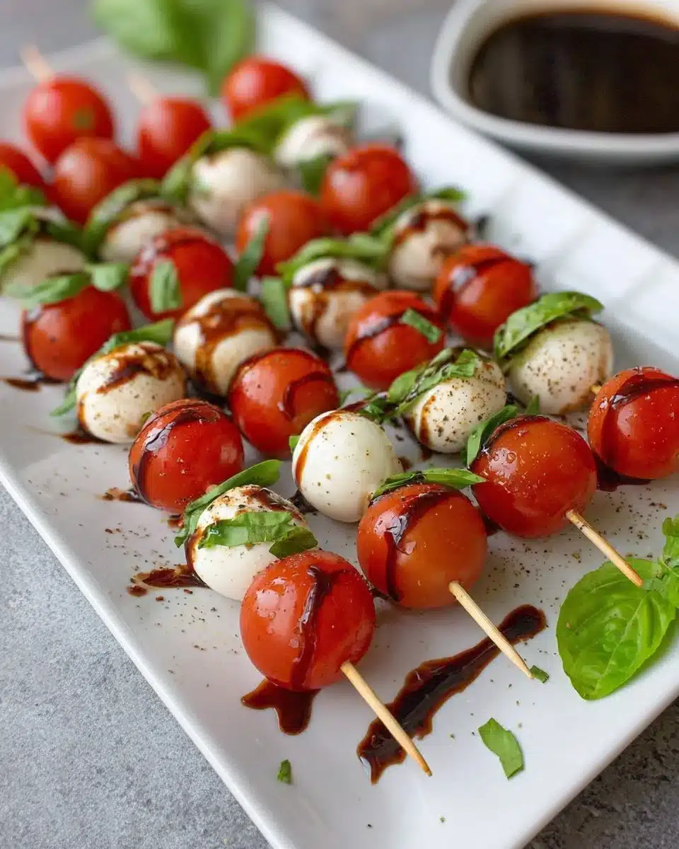 Caprese Skewers with Balsamic Glaze