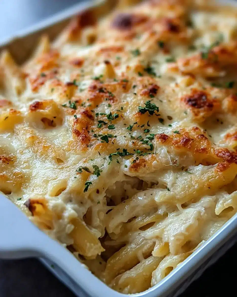 Dump and Bake Chicken Alfredo Casserole