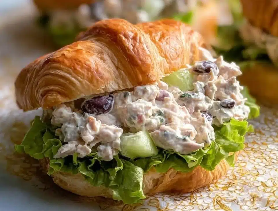 Delicious chicken salad croissants filled with creamy chicken and fresh ingredients