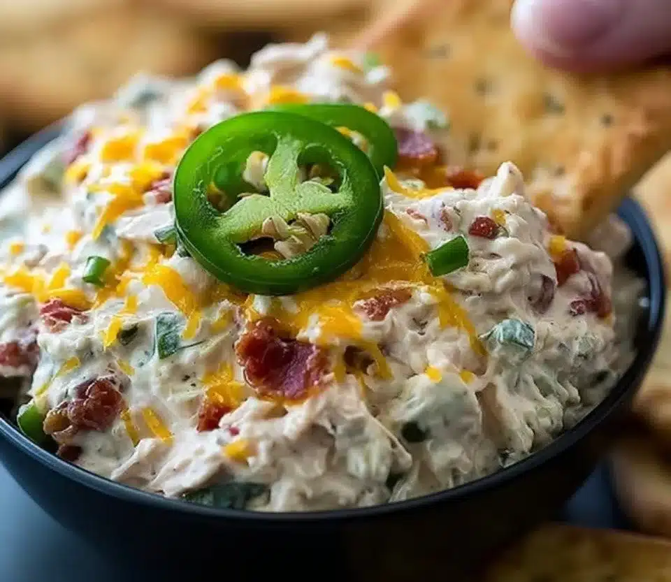 Delicious Chicken Salad Dip served in a bowl with fresh veggies