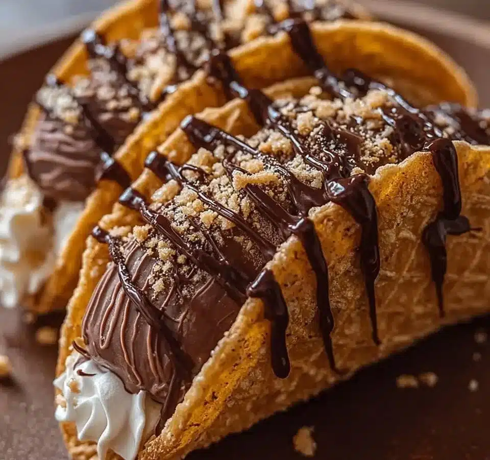 Delicious Choco Tacos with chocolate and waffle shell