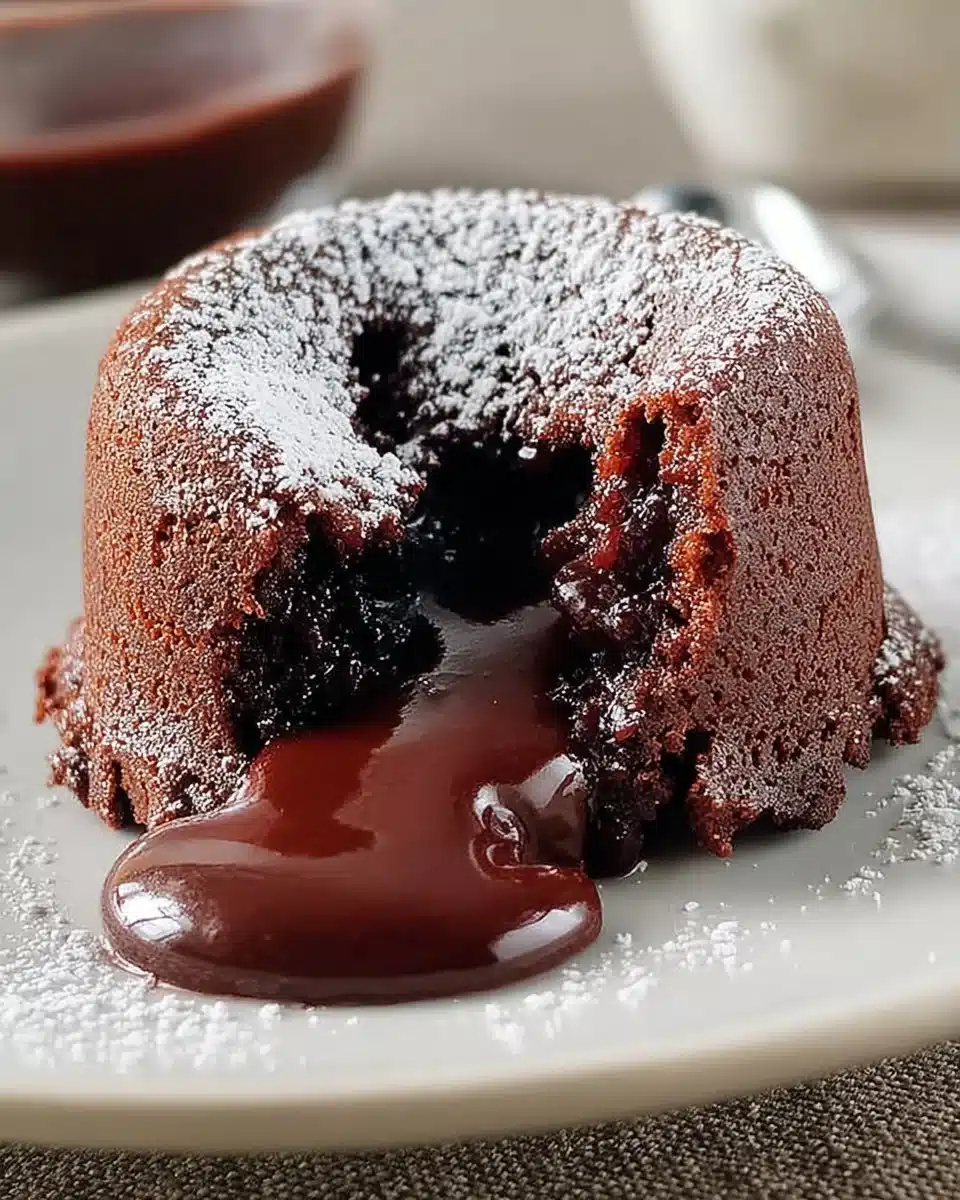 Delicious chocolate lava cake with a gooey molten center
