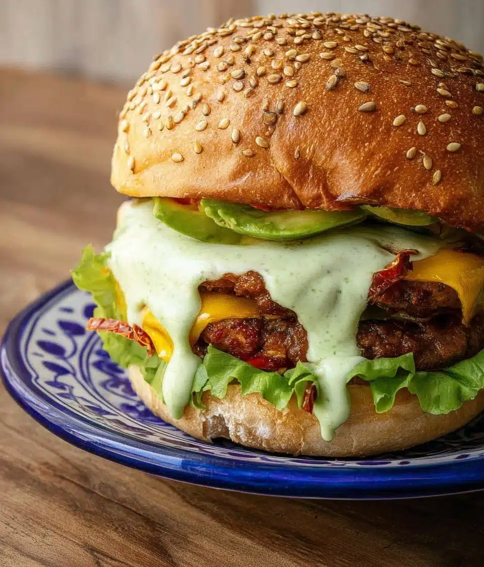 Delicious chorizo burger topped with fresh ingredients on a toasted bun
