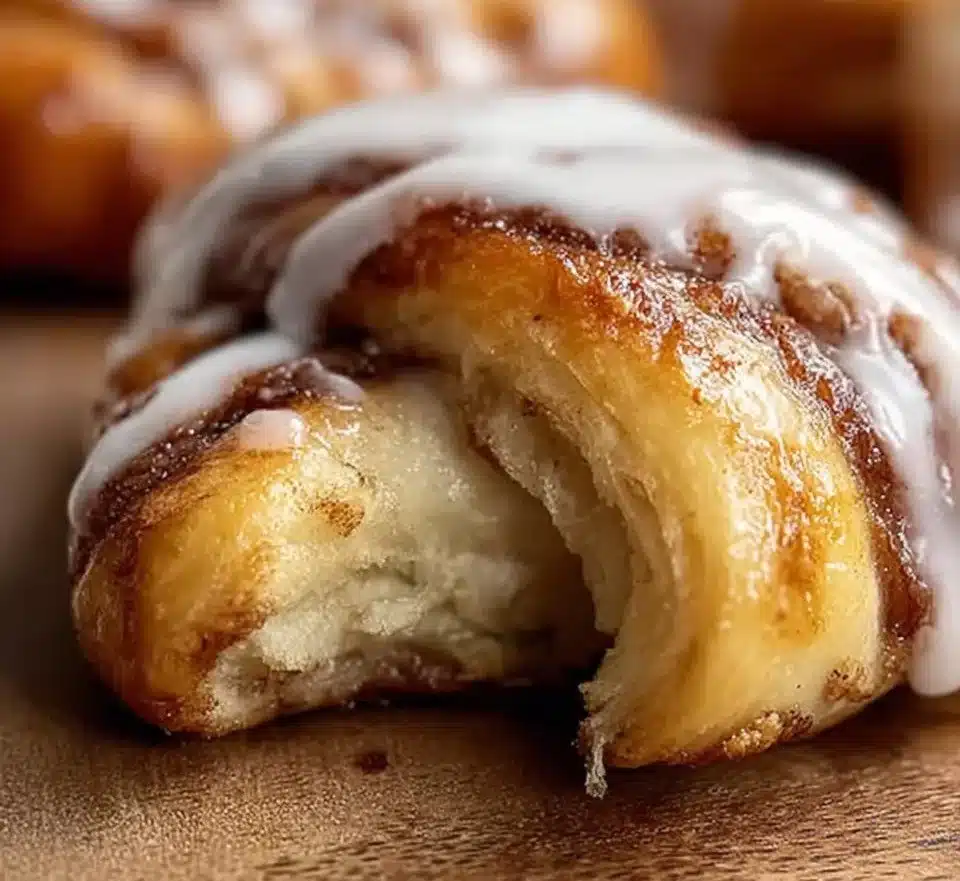 Cinnamon Roll Crescents baked with cinnamon and icing.