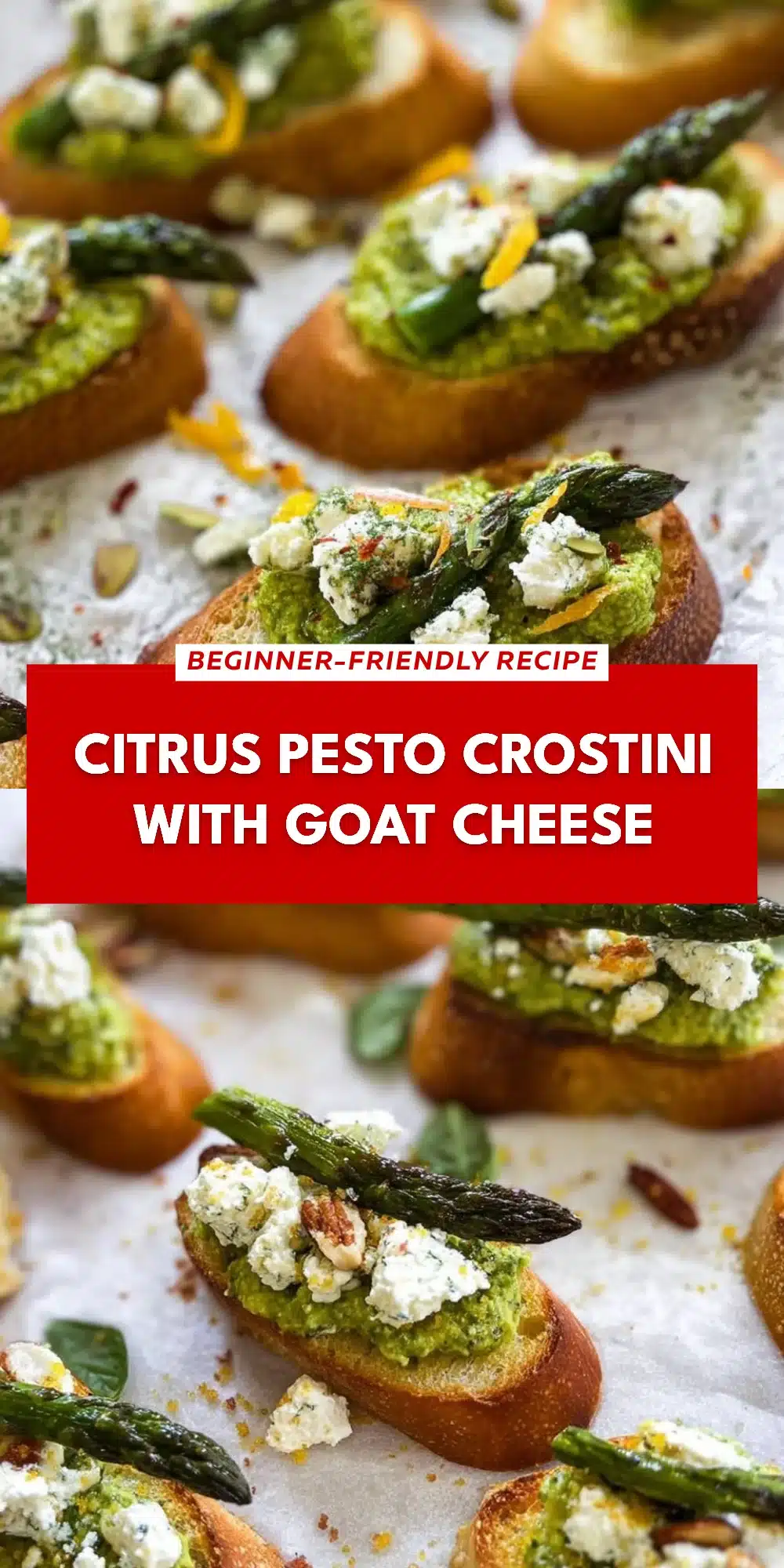 Citrus Pesto Crostini with Goat Cheese