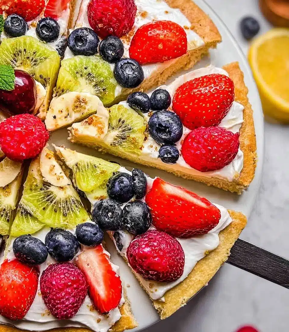 Easy Cottage Cheese Protein Fruit Pizza