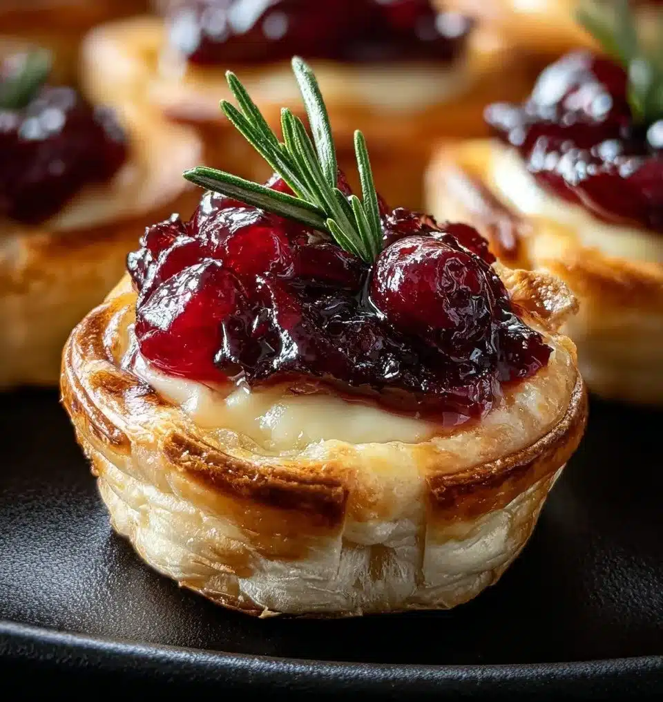 Delicious Cranberry Brie Bites served on a platter, perfect for appetizers.
