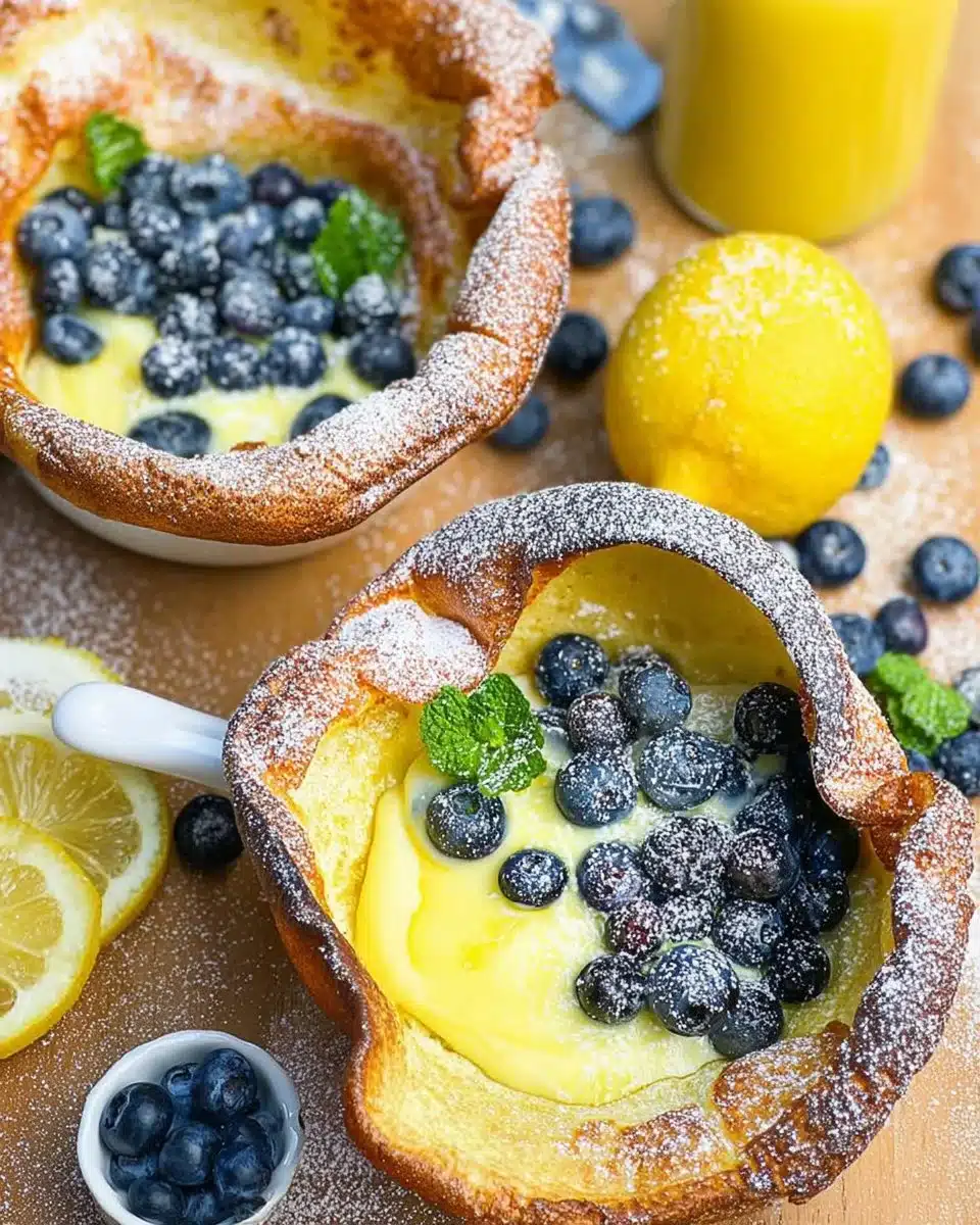Dutch Babies with Lemon Curd and Blueberries