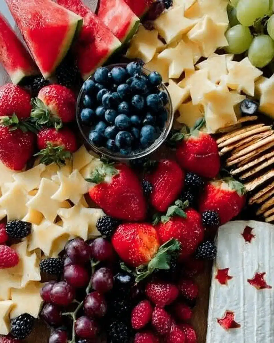 Red, White and Blue Fruit and Cheese Board