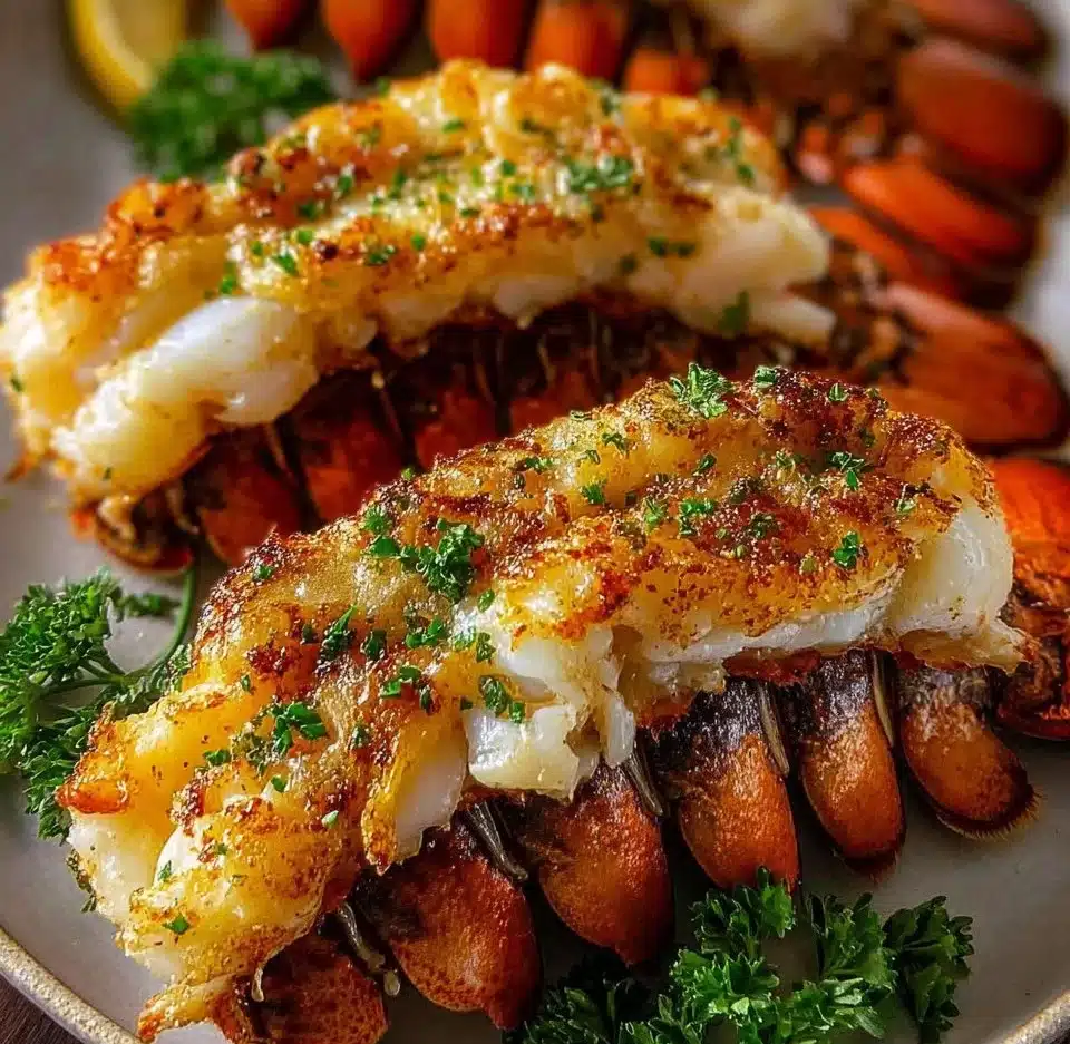 Garlic Butter Broiled Lobster Tails