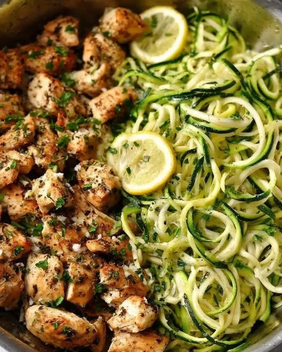 Juicy Garlic Butter Chicken served with herbs and lemon slices on a plate.
