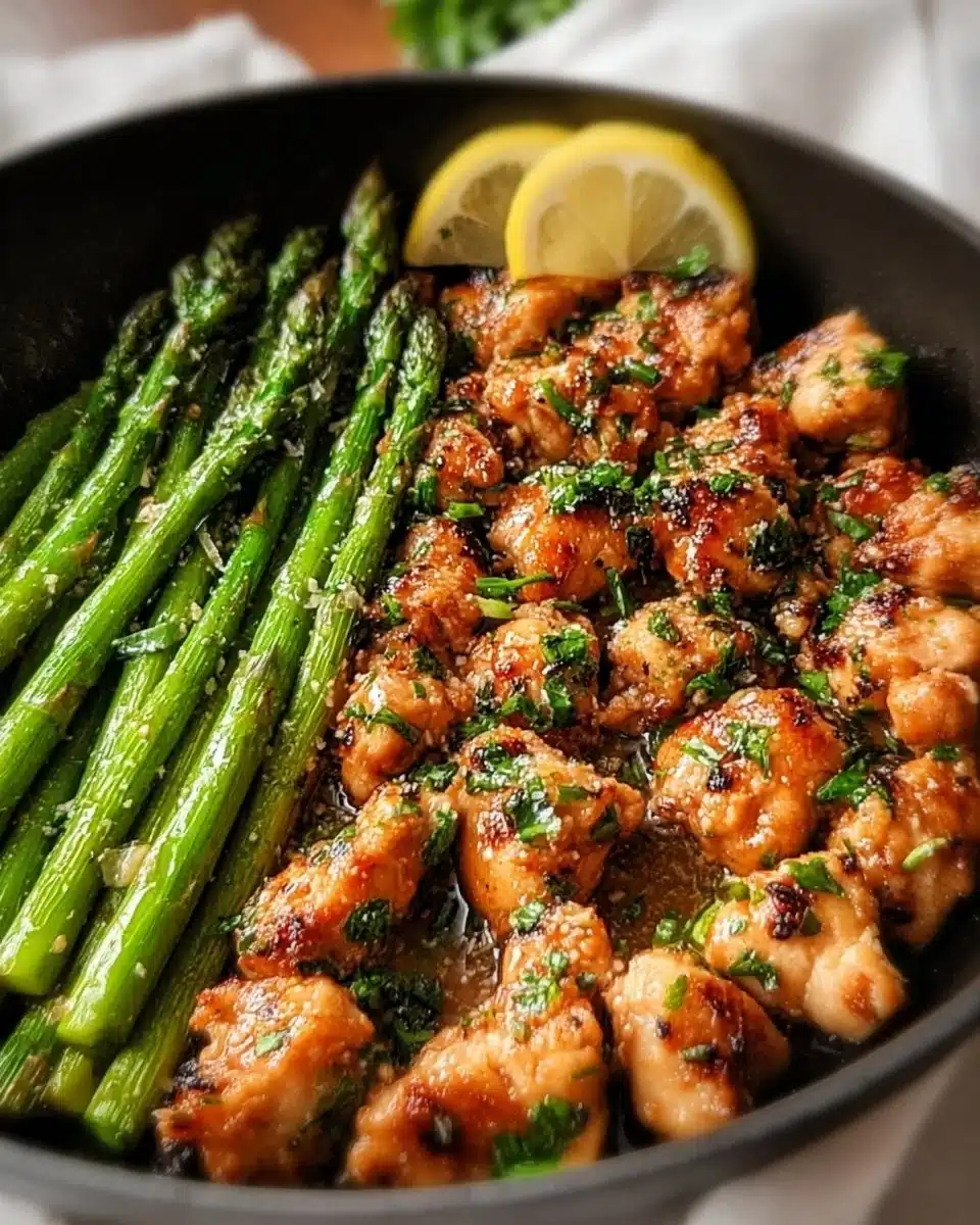 Garlic Butter Chicken Bites with Asparagus