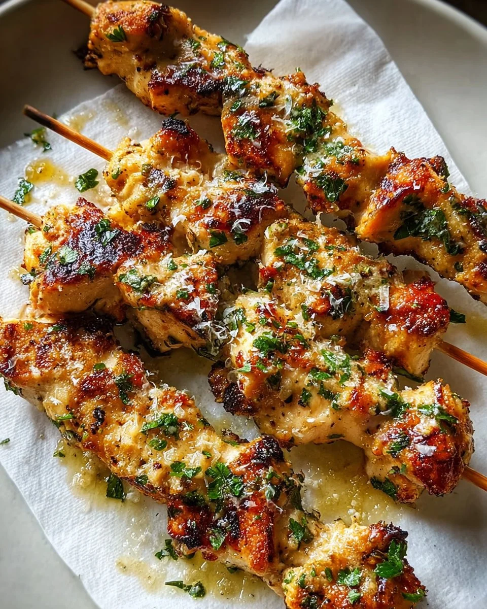 Garlic Parmesan Chicken Skewers