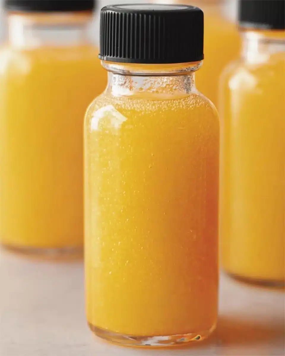 Healthy homemade ginger shots with fresh ginger and lemon.