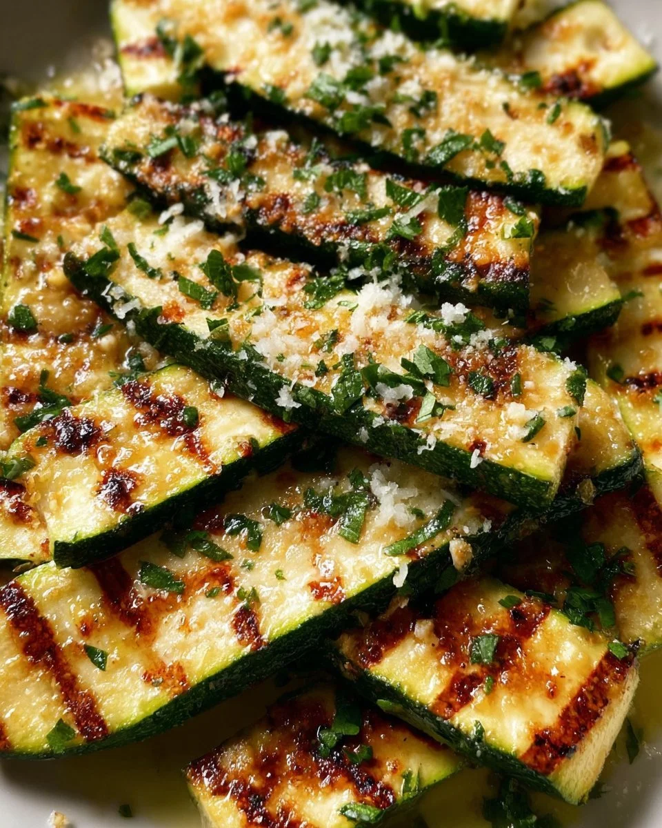 Deliciously grilled zucchini slices on a barbecue grill