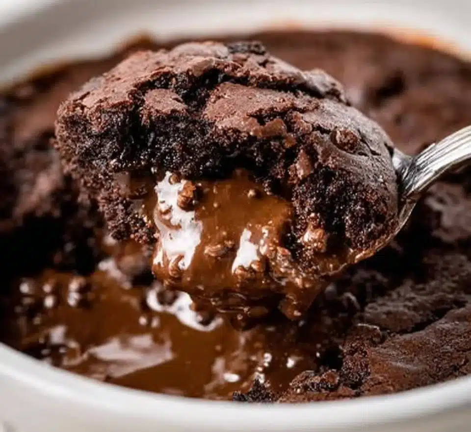 Delicious hot fudge cake topped with warm chocolate sauce and whipped cream.