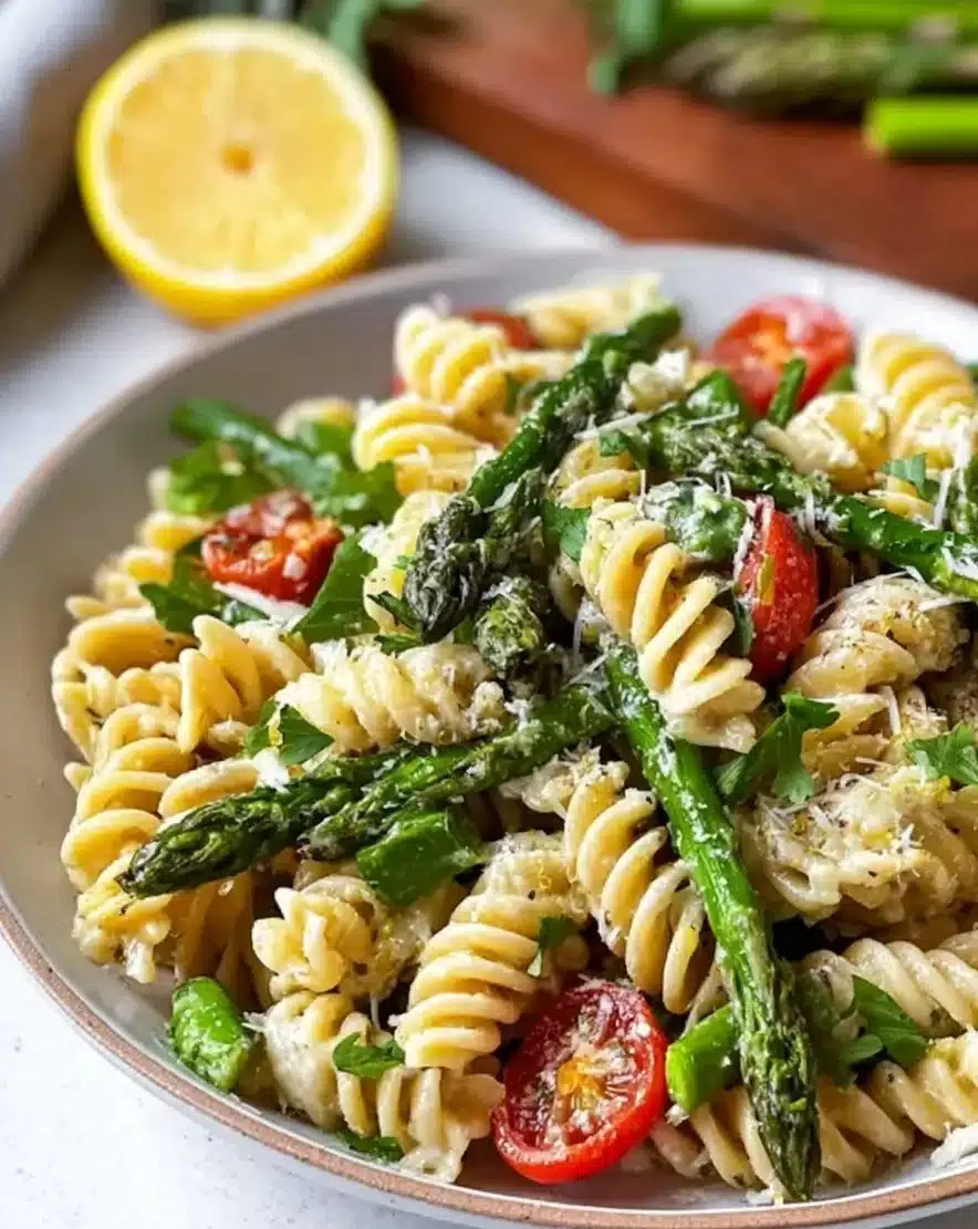 Creamy Lemon Asparagus Pasta Salad