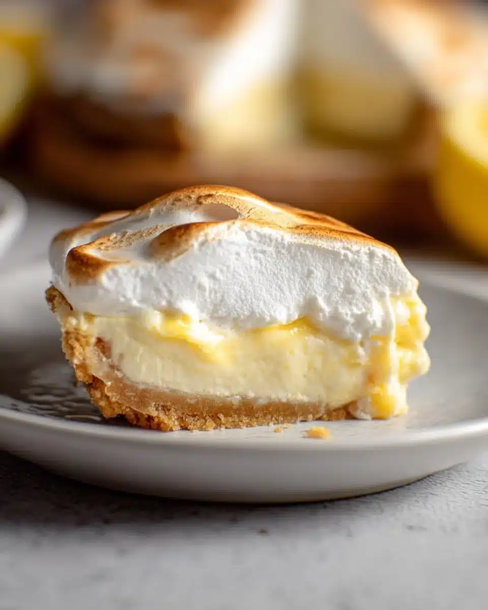 Delicious Lemon Meringue Cheesecake with a fluffy meringue topping