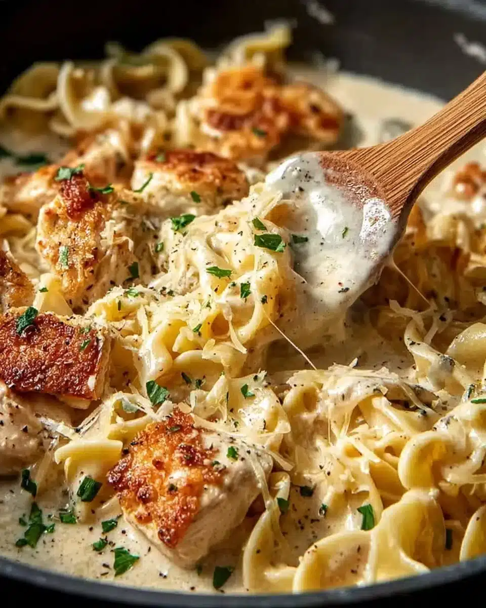 Delicious Marry Me Chicken Pasta with creamy sauce and tender chicken pieces on a plate.