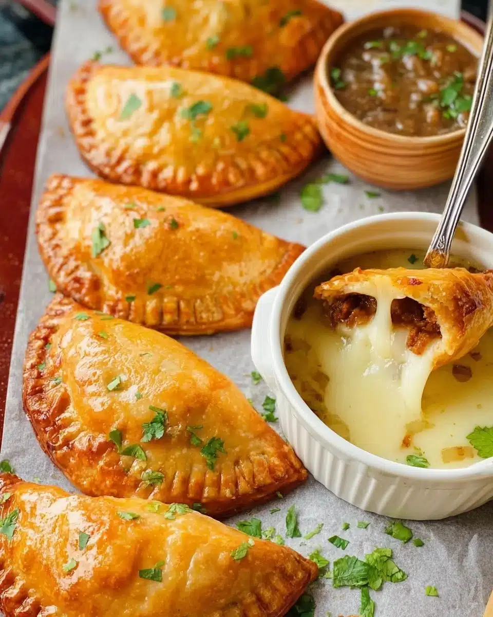 Melted cheese and chorizo empanadas ready to be served
