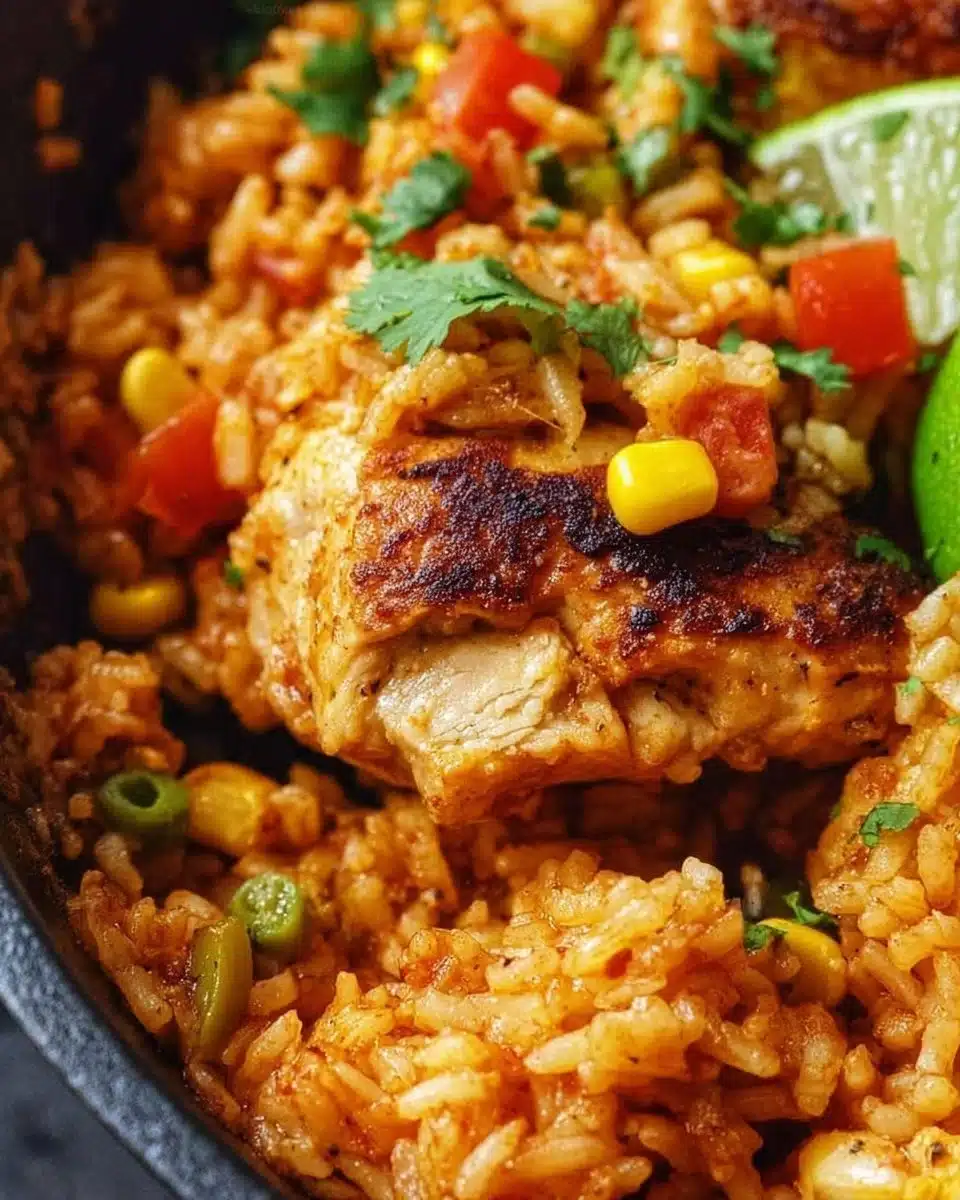 Delicious Mexican chicken and rice dish served with fresh ingredients
