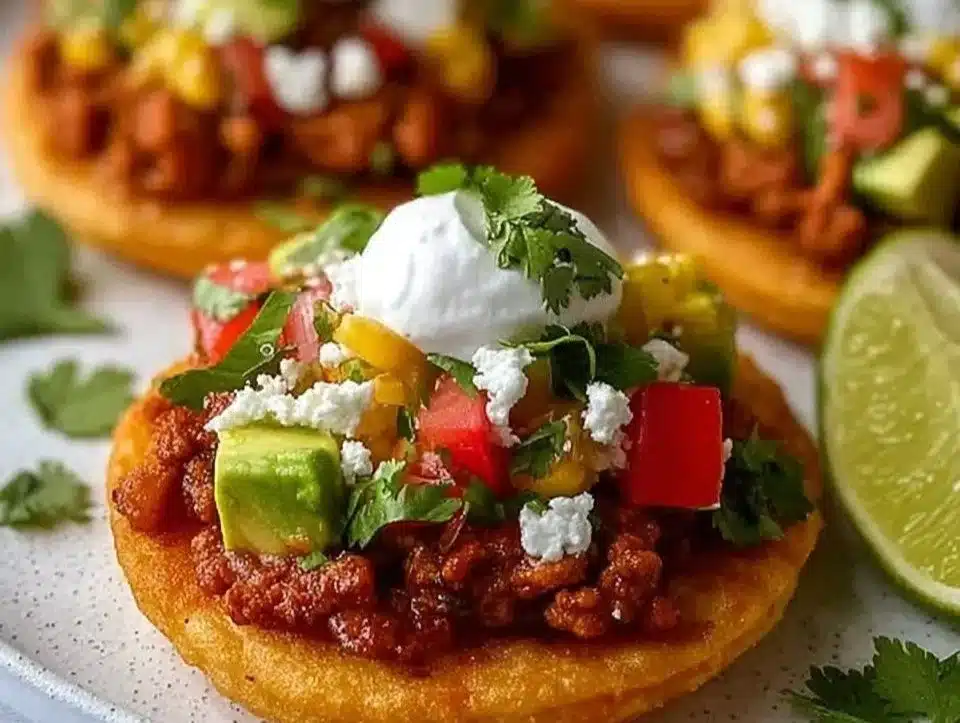Delicious Mexican sopes topped with savory chorizo for a flavorful dish