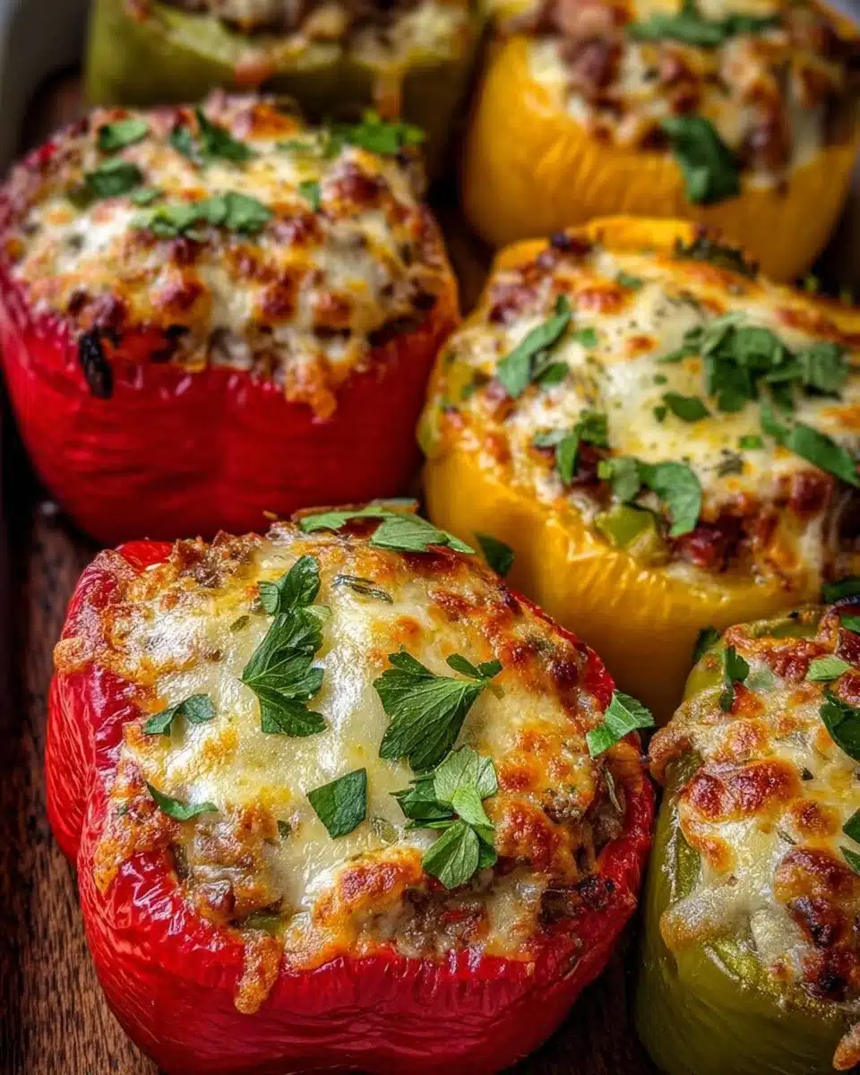 Colorful Mexican stuffed peppers filled with savory ingredients and spices
