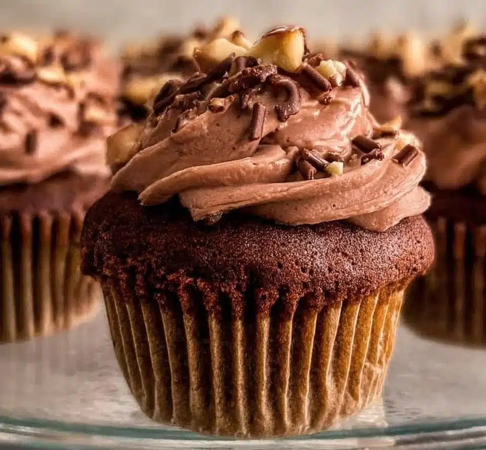 Delicious homemade Nutella Cupcakes with creamy hazelnut frosting