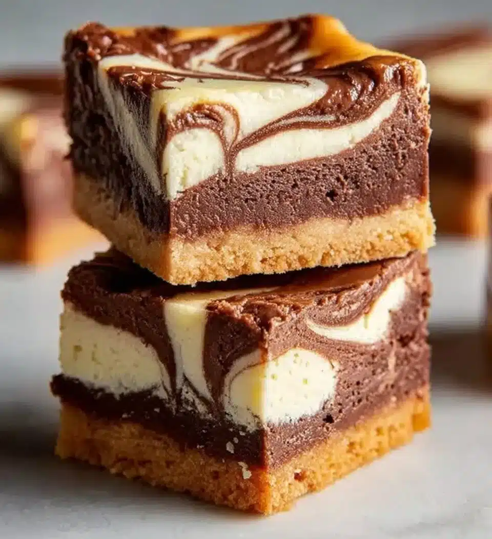Delicious Nutella Swirl Cheesecake Bars with a creamy texture and chocolate swirl.