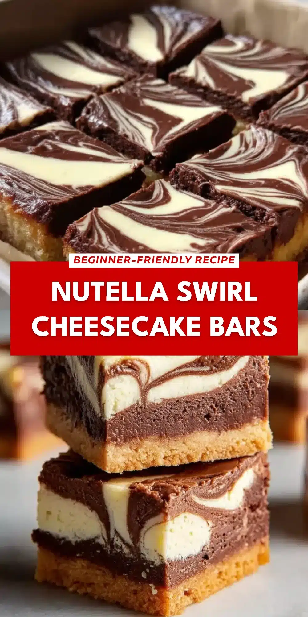 Nutella Swirl Cheesecake Bars