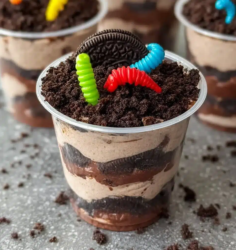 Easy Oreo Cookie Dirt Cup Pudding