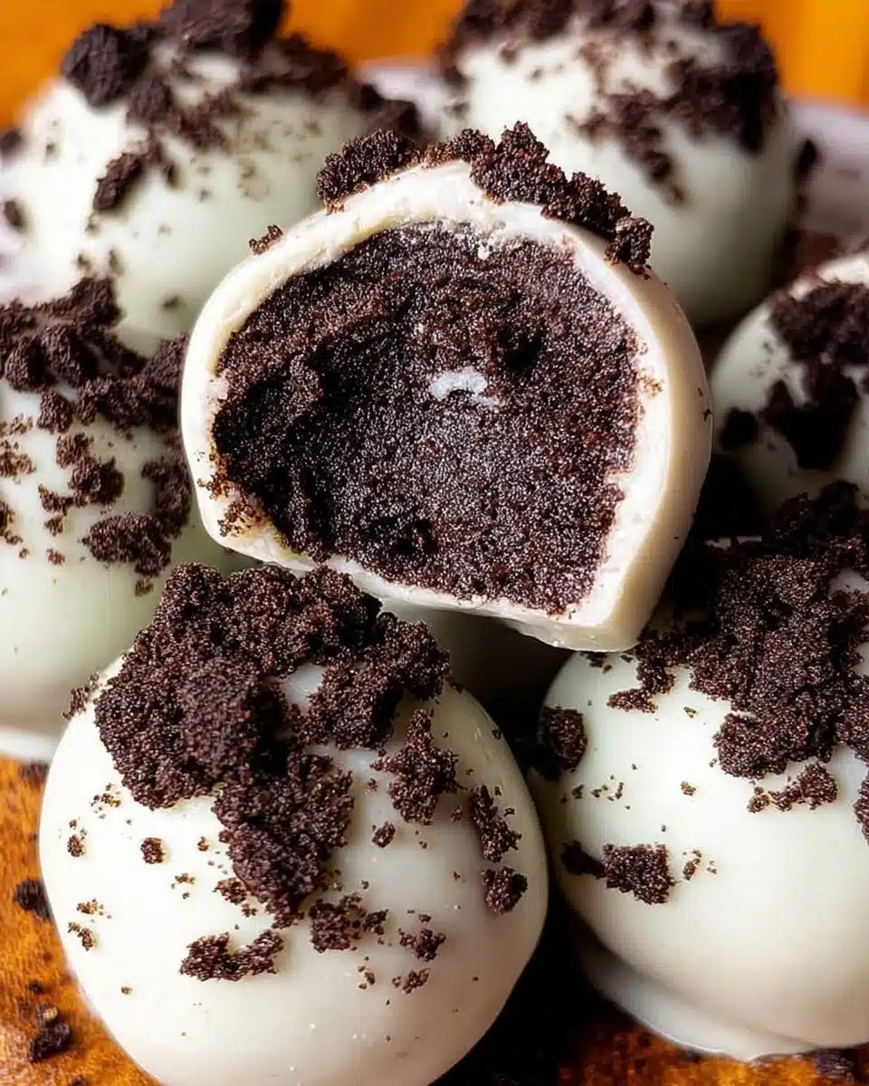 Delicious homemade Oreo Truffles coated in chocolate.