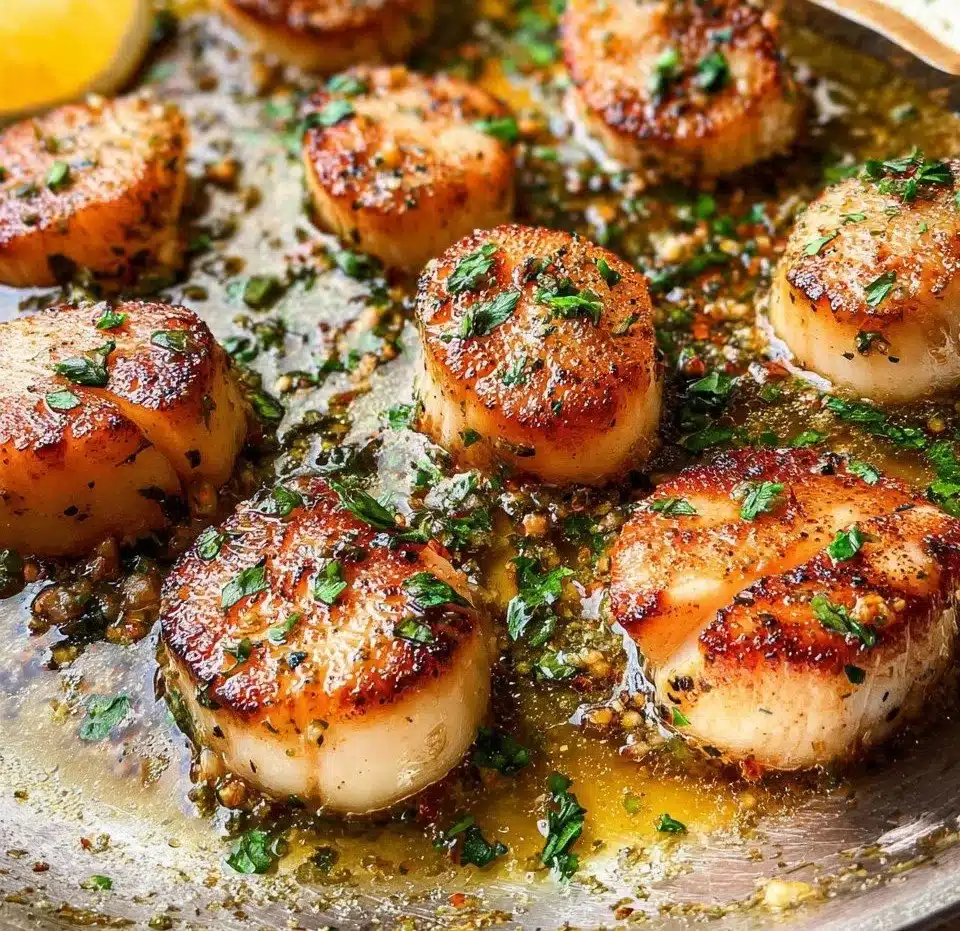 Delicious pan-seared scallops served with a gourmet sauce