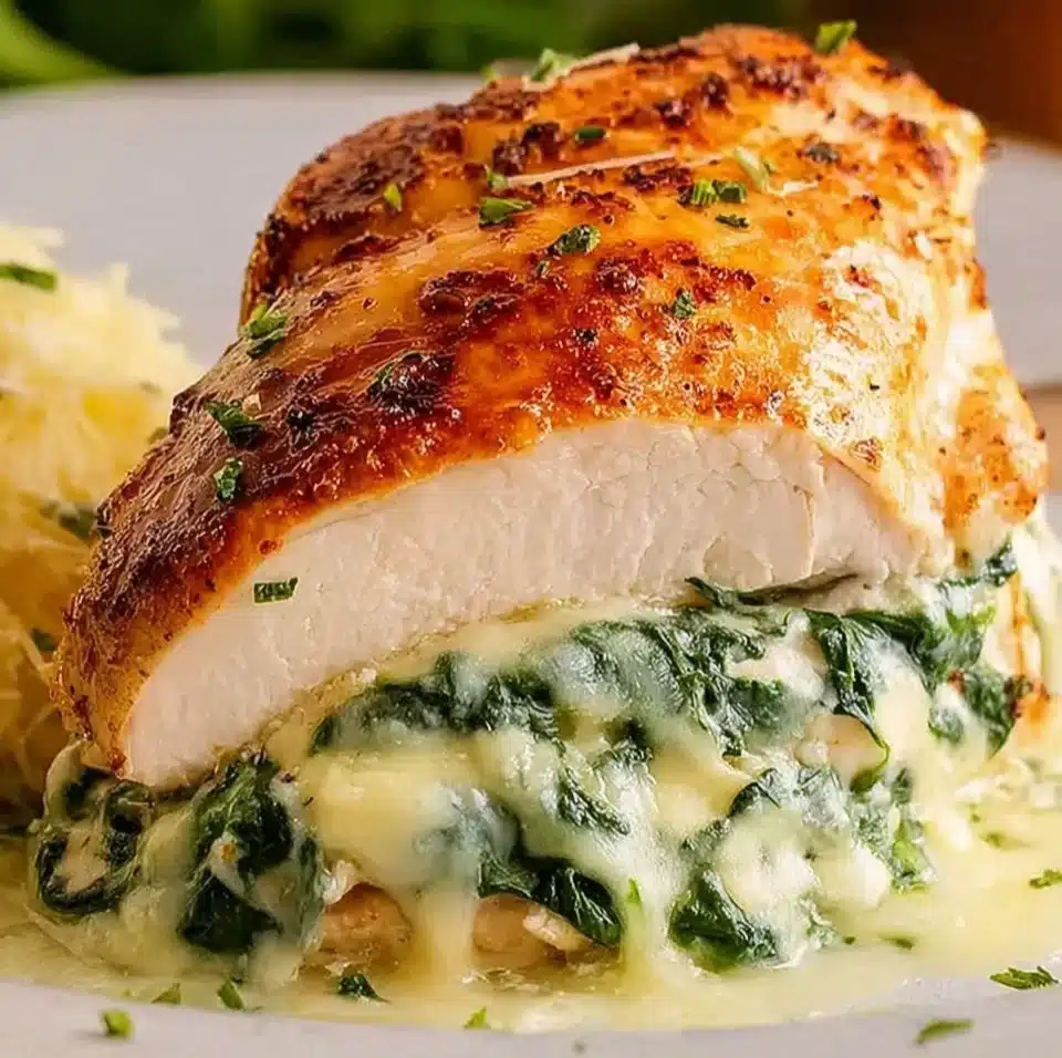 Parmesan Stuffed Chicken breast with herbs and cheese filling