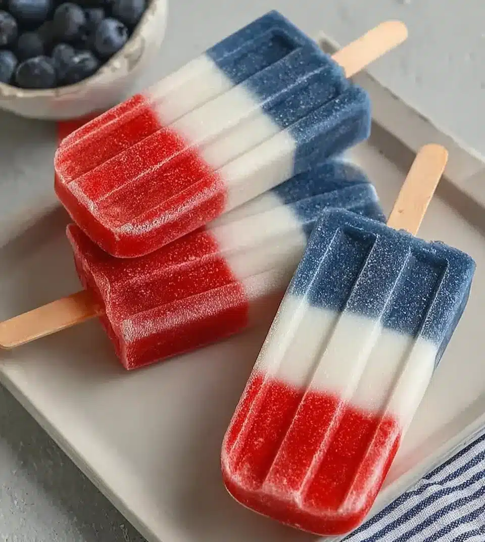 Easy Patriotic Red White and Blue Popsicles