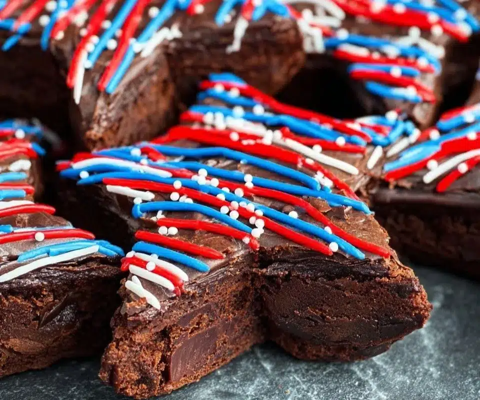 Deliciously decorated Patriotic Star Brownies for festive celebrations