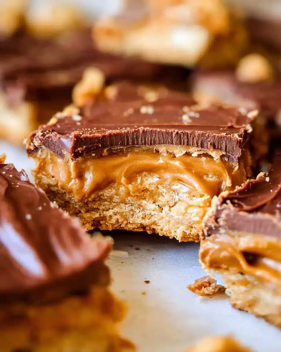 Peanut Butter Lunch Lady Bars on a plate with chocolate drizzle