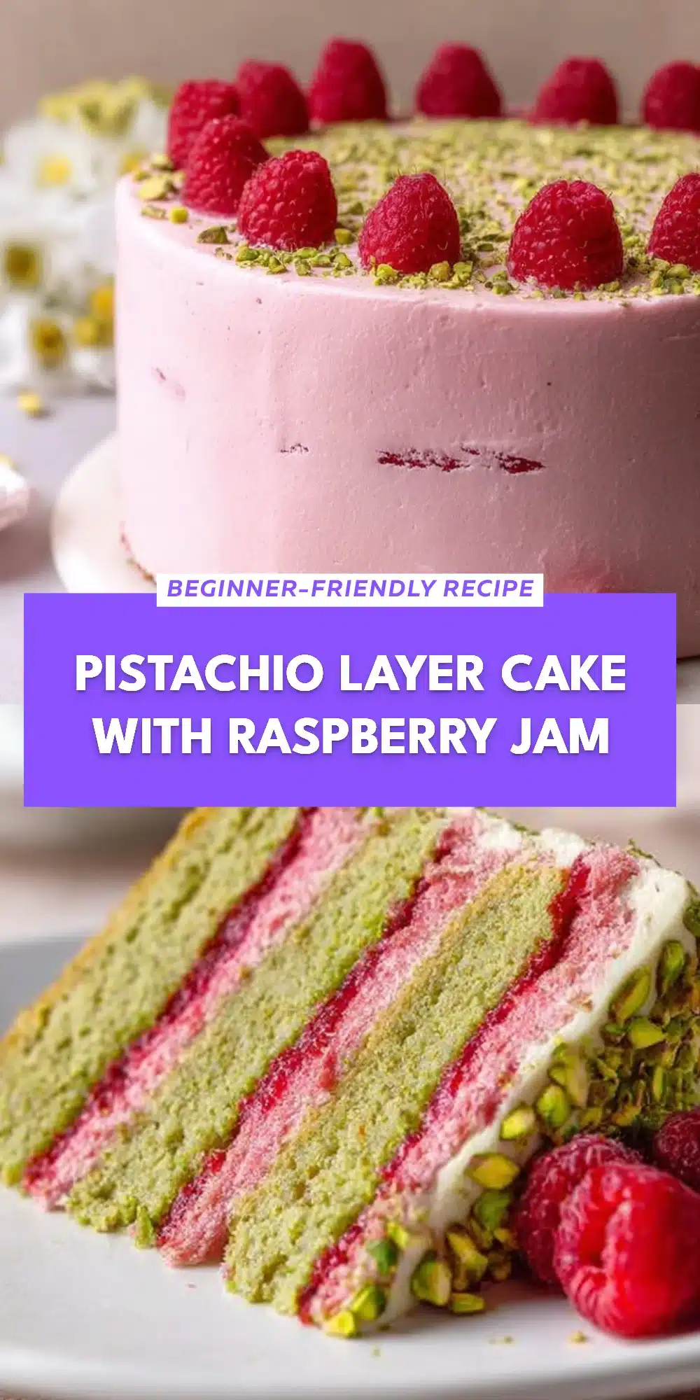 Pistachio Layer Cake with Raspberry Jam