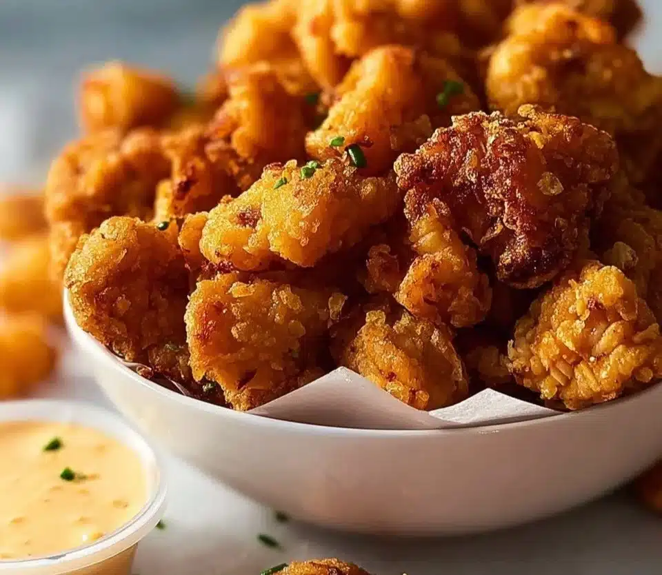 Crispy and flavorful popcorn chicken served in a bowl.