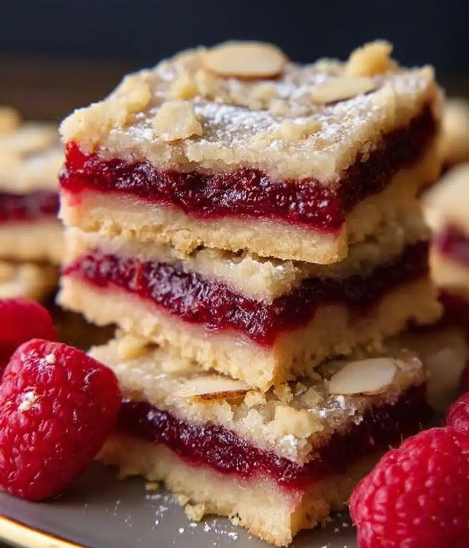 Raspberry Almond Shortbread Bars