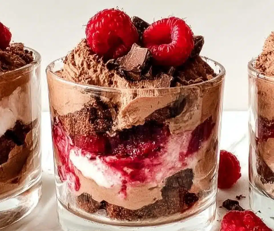 Simple Raspberry Fudge Parfait