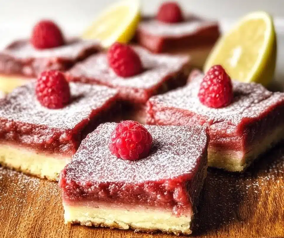 Fresh Raspberry Lemon Bars with Shortbread Crust