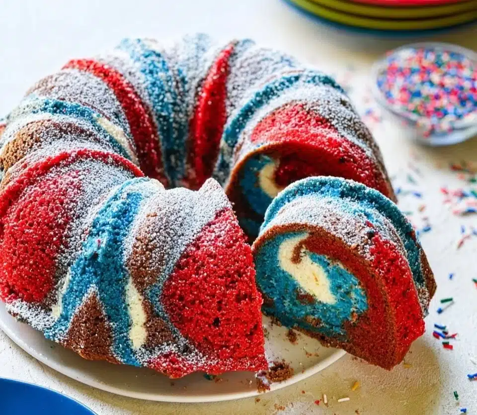 Red White & Blue Marble Cake