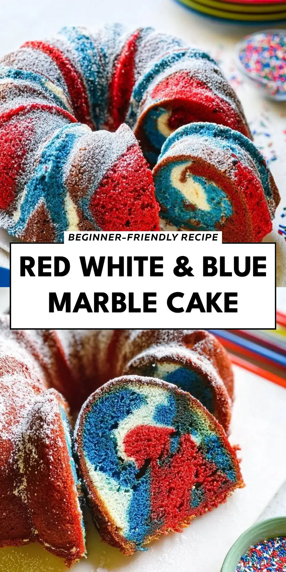 Red White & Blue Marble Cake