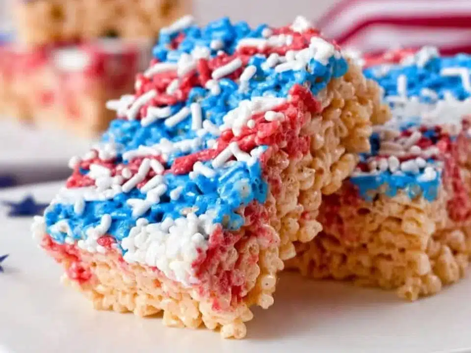 Easy Red White And Blue Rice Krispie Treats For Patriotic Celebrations