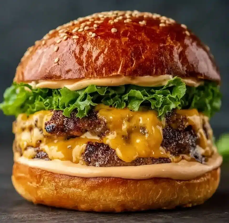 Delicious homemade Smash Burger with fresh ingredients and crispy edges